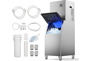 TUATNUT Commercial Ice Maker Machine 680Lbs/24H, 580Lbs Large Storage Bin, 210 Ice Cubes in 5-15 Minutes, Perfect for Bars, Cafes, Restaurants