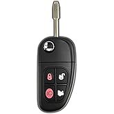 KeylessOption Key Fob Replacement for 2001 2002 2003 2004 2005 2006 2007 2008 Jaguar S Type XJ8 X Type Remote, 4-Button NHVWB1U241, Locksmith Required