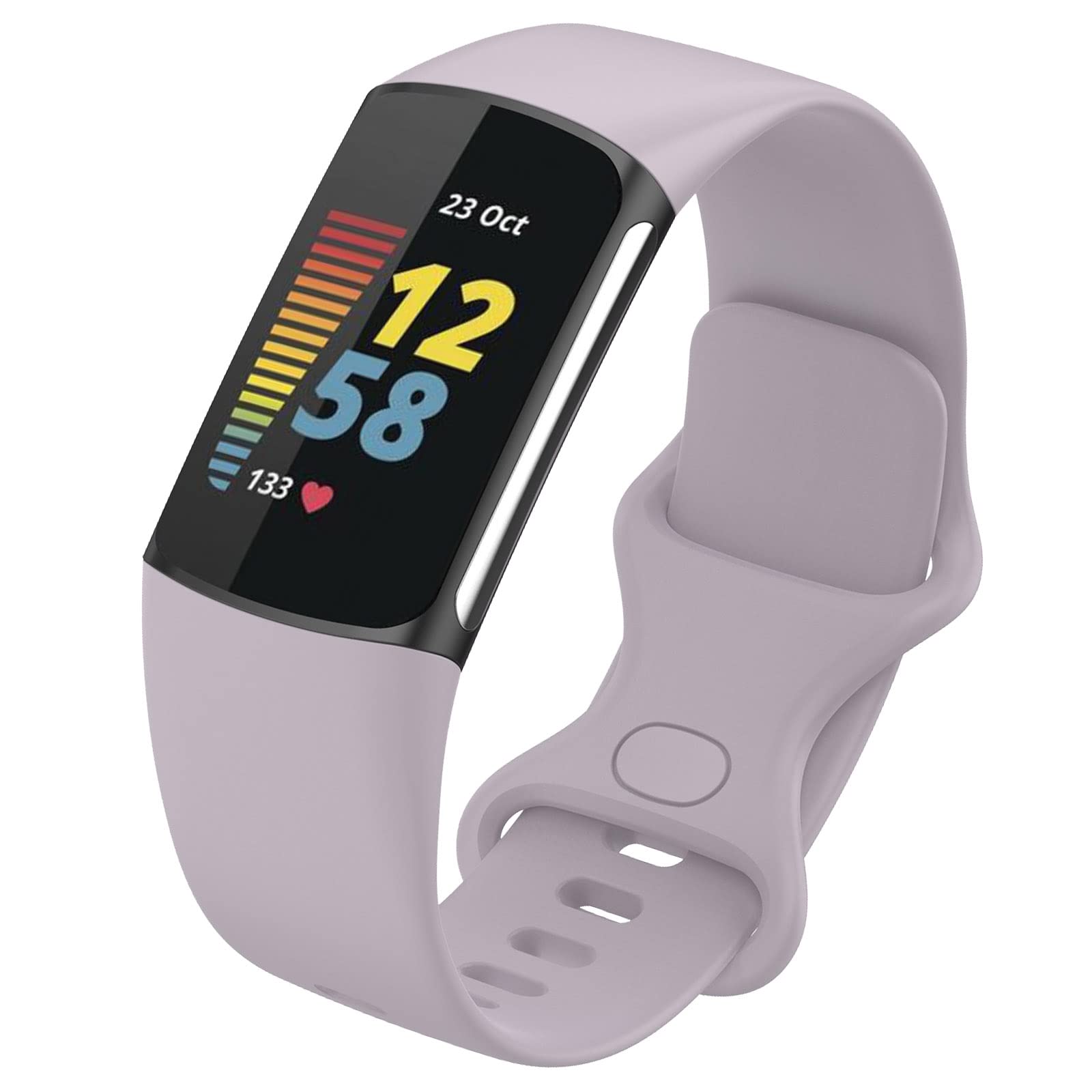 FunBand Straps Compatible with Fitbit Charge 5 Strap, Soft Silicone Sport Replacement Band Adjustable Wristband fit Compatible with Fitbit Charge 5 Activity Tracker for Women Men, Lavender