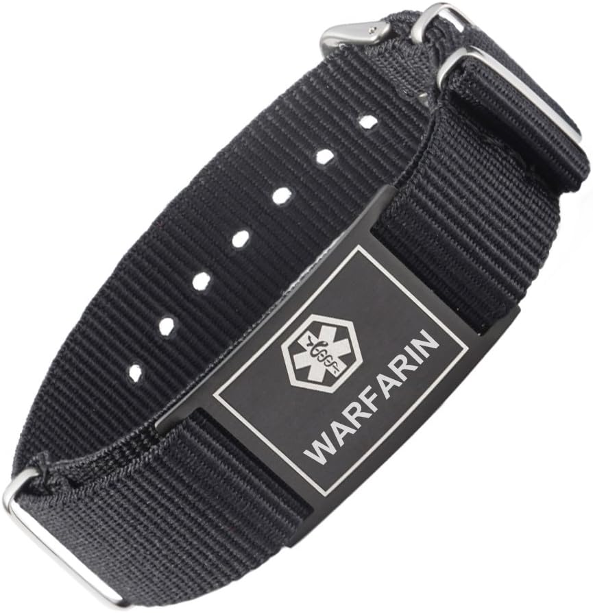 Cool Black Sports Canvas Band Medical Alert id Bracelets