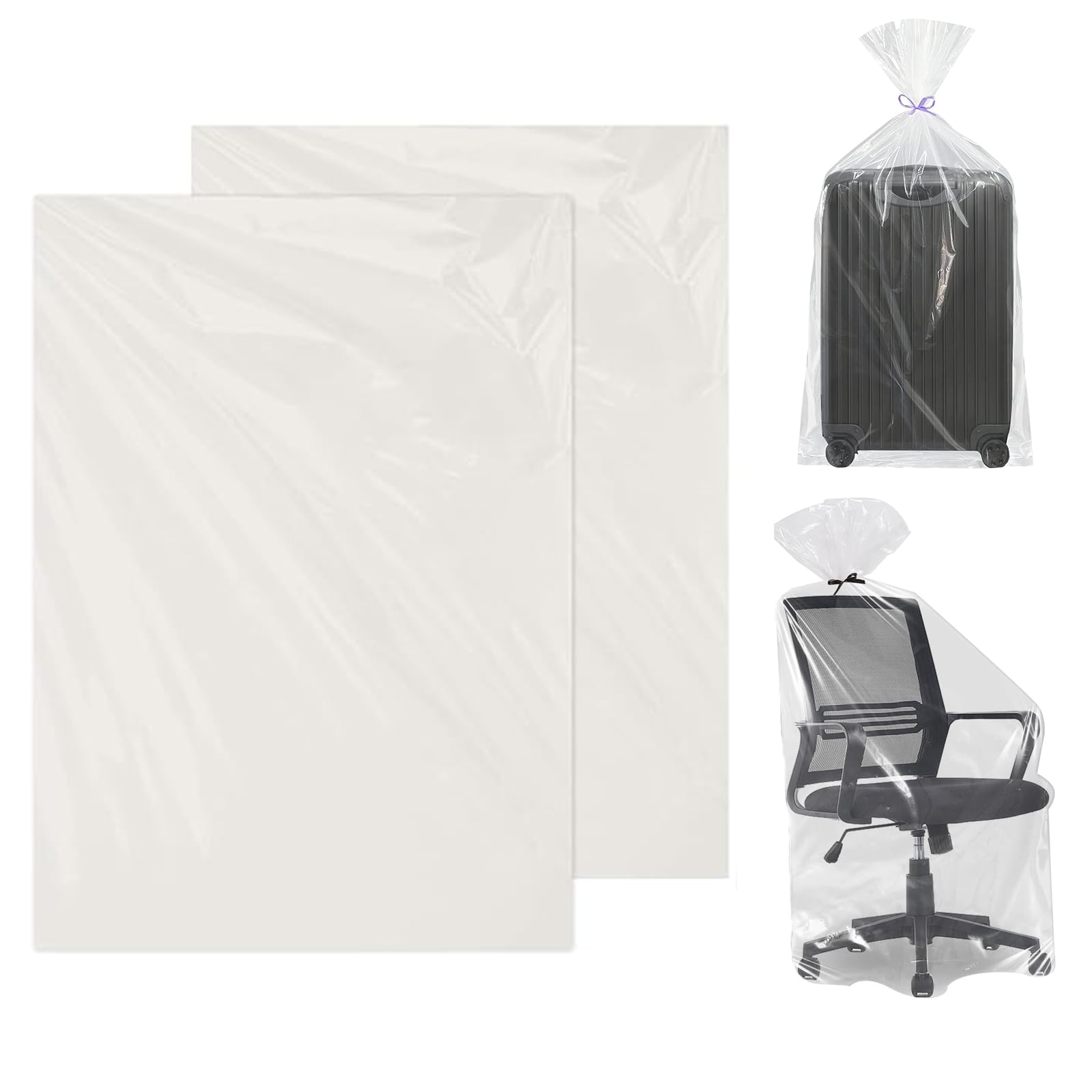 lisetar Large Plastic Bags, Suitcase Storage Bags 100 * 150cm (40 * 60 Inches) Heavy Duty Plastic Storage Bags Large Capacity Clear Storage Bag Waterproof Big Bags for Moving Storing (2 Packs)