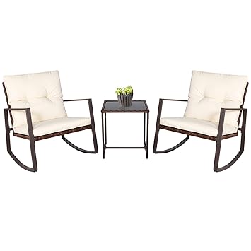 Suncrown Outdoor Patio Furniture 3 Piece Bistro Set Brown Wicker