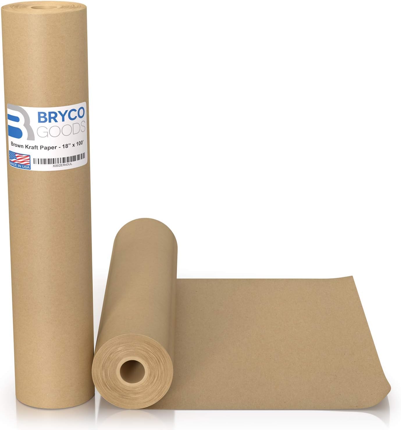 Brown Kraft Paper Roll - 18" x 1, 200" (100') Made in The USA - Ideal for Packing, Moving, Gift Wrapping, Postal, Shipping, Parcel, Wall Art, Crafts, Bulletin Boards, Floor Covering, Table Runner