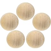 Joyangy 5Pcs 2 Inch Unfinished Natural Wooden Balls, 5cm Round Wood Craft Spheres for DIY Projects, Arts and Crafts, Decoration - No Hole