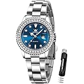 OLEVS Ladies Watch Diamond Dress Quartz Analog Female Watches Stainless Steel Two Tone Waterproof Luminous Day Date for Womens Wrist Watch Gift