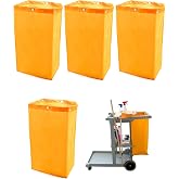 QWORK Replacement Janitorial Cart Bag, 4 Pack 24 Gallon Waterproof Large Capacity Housekeeping Commercial Replacement Cleaning Cart Bag for Collecting Trash or Clothing (Yellow)