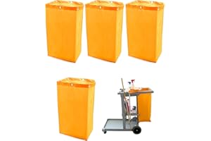 QWORK Janitorial Cart Bag, 4 Pack 24 Gallon Waterproof Large Capacity Padded Housekeeping Commercial Replacement Cleaning Car