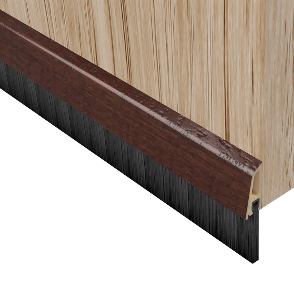 STORMGUARD B00CVQW2TI 02SR0720838DWO Bottom Door Brush Seal 838mm with Concealed Fixing Cover-Dark Wood Effect, Chrome, 838 mm