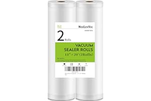NexLevVac Vacuum Sealer Bags 11"x20' Rolls 2 Pack for Food Saver, BPA Free,Customized Size,Commercial Grade Vacuum Seal Freezer Roll Bags,Great for Meal Prep and Sous Vide Cooking