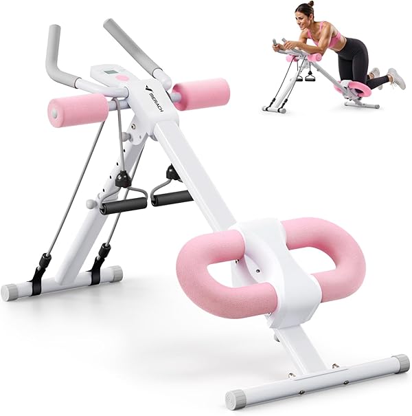 MERACH Bauchtrainer Bauchmuskeltrainer für Zuhause Multifunktionale Trainingsgerät für Ganzkörpertraining Abdominal Ab Machine mit LCD-Monitor