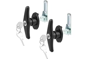 RESTYNIC Truck Cap Camper Shell T-Handle Lock Latch Replacement Kit - L&R Pair with Keys, Zinc Die Cast with Black Powder Coating for Rear Topper Doors(Color:Black)