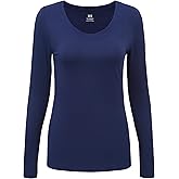 Underscrub Long Sleeve Women - Scoop Neck Scrubs Undershirt Soft Stretch Fitted Top