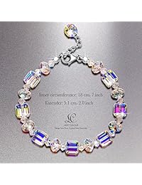 Pulsera de colores para mujer, serie "A Little Romance", ajustable de 18 a 9.1 in, hecha con cristales de Swarovski