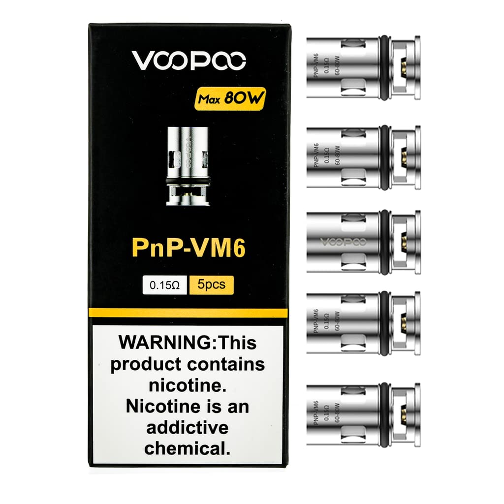 VOOPOO PNP Replacement Coil VM6 0.15 Ohm [Pack of 5] - Mesh Atomizer Head for DragX/DragS/Drag4/Argus/ArgusPro Kit, PnPPod Tank, Massive Vapour, No Nicotine
