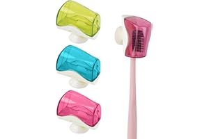 Framendino, 3 Pack Toothbrush Head Covers Caps Holder Case Protector Box with Suction Cup Convenient for Bathroom Wall Mirror Home Outdoor Travel