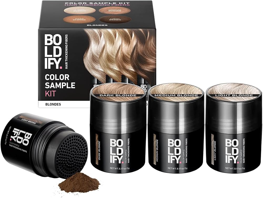 BOLDIFY Hair Fibers Sample Kit for Thinning Hair, Blondes | Fills In Thinning & Fine Hair, Fuller & Thicker Look, Hair Powder