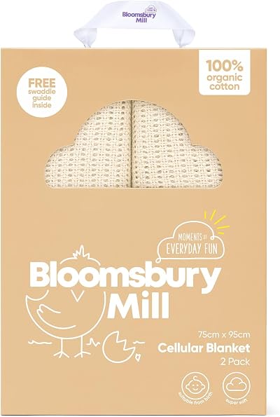 Bloomsbury Mill Cellular Baby Blankets 100% Organic Cotton Pack of 2
