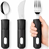 Vive Adaptive Utensil Set - Arthritis Aid Silverware for Parkinsons, Hand Tremors - Easy Grip for Shaking and Trembling Hands - Heavy Stainless Steel Spoon (Regular)