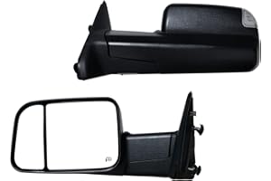 AERDM New towing mirror Black Housing with Temperature sensor fit 2009-2015 Ram 1500, 2010-2015 Ram 2500 3500 Towing Mirrors with Turn Signal, Puddle Lights