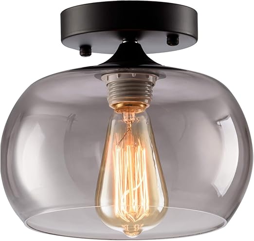 Moderne Deckenleuchte Glasschirm Keramikhalter Industrial Island Beleuchtungskorper Innen Fur Wohn Und Esszimmer Eingangsbereich Loft Gluhbirne Nicht Im Lieferumfang Enthalten Smoky Gray Amazon De Beleuchtung