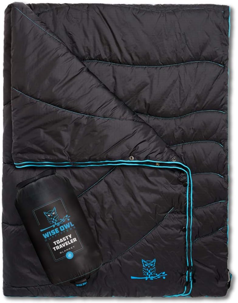 Wise Owl Outfitters Camping Blanket - Packable Compact Lightweight ”Toasty Traveler” for Outdoor Camp Backpacking Hiking and Cold Weather Travel - Puffy Ultralight Blankets: Home & Kitchen