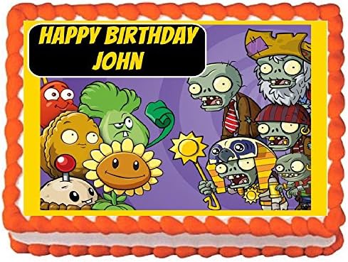 Plants Vs Zombies Personalized Edible Cake Topper Image -- 1/4 Sheet