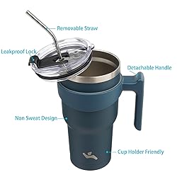 Konokyo 30 oz Tumbler with Handle and 2 Straw 2