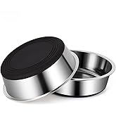 Dog Bowls Durable Heavy Duty Stainless Steel Dog Bowls Non-Slip Basic Bowl for Dogs with Rubber Base (2 Pack, 3 Cups)