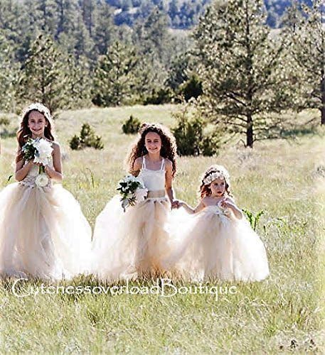 Vintage Lace Tutu Dress.Champagne Tutu Dress.Champagne and Ivory Lace Flower Girl Dress