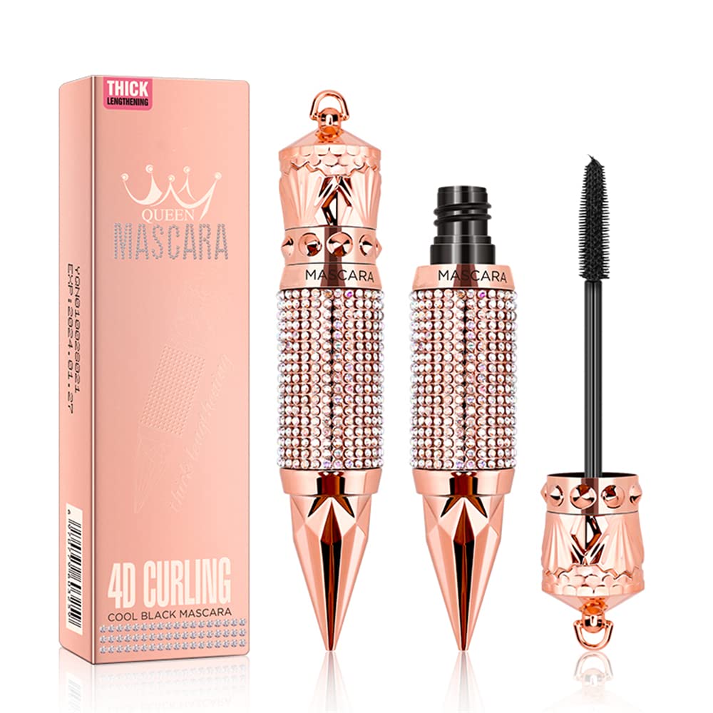 MAYEON Eyelash Mascara Waterproof & Long Lasting, 4D silk Fiber Lash Mascara Volume and Length Eye Makeup Sparkling Diamond Mascara
