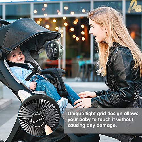 Dozod Battery Operated Clip on Personal Fan, Portable Mini Desk Fan, Super Quiet, 3 Speed, USB Powered Clip on Fan for Baby Stroller Carseat Office Outdoor