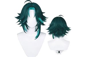 AICOS Alacos Anime Multiple Roles Cosplay Wigs Heat Resistant Halloween Party Wig + Free Cap (XIAO Teal Blue)