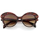 zeroUV - Designer Inspired Butterfly Baroque Style Womens Oversized Fashion Sunglasses (Black)