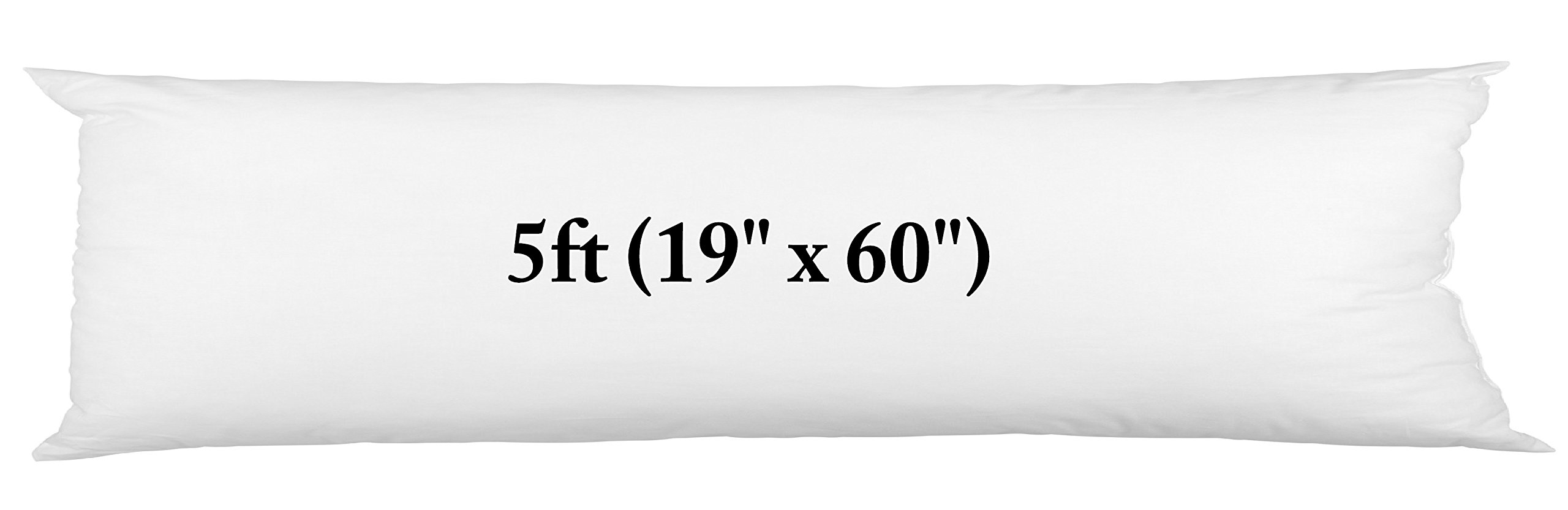 5ft White Bolster Pillowcase, 60” King Bolster Pillowcase Pregnancy Support Pillowcase for Long Bolster Pillows, 5ft (19” x 60”)