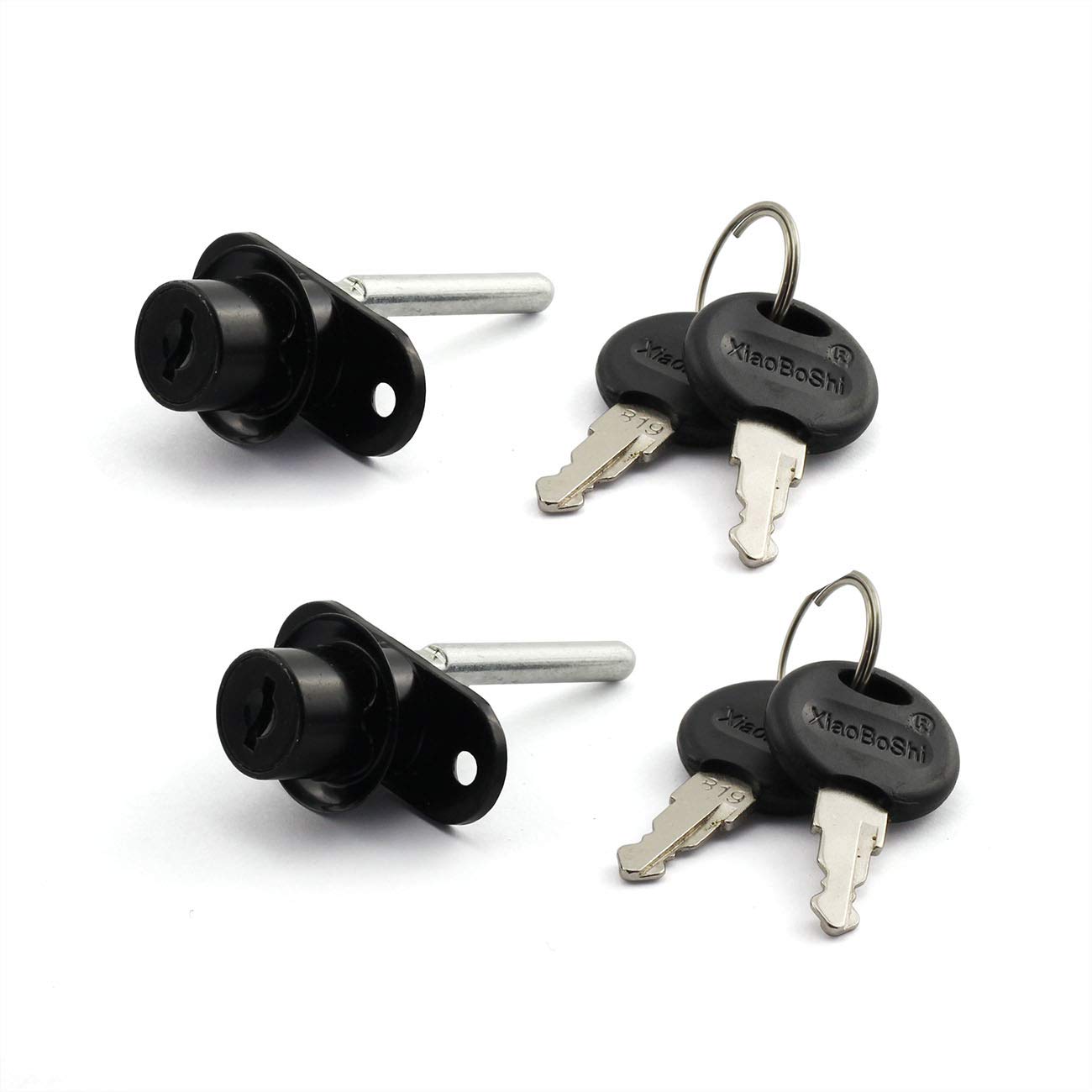 JCBIZ 2PCS 16mm Cylinder Plunger Lock for Drawer Cabinet Desk Table Office Table Front Activity Linkage Associated Lock Hardware 1 Lock 3 Drawers Security DIY Furniture Hardware Black