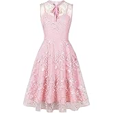 Sleeveless Floral Embroidery Dress for Women Flower Embroidery Tulle Prom Dress Mesh Illusion Keyhole Wedding Party Tea Dress