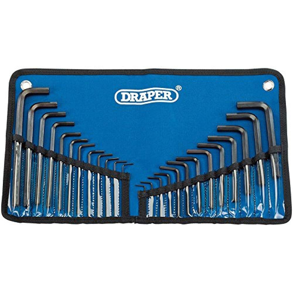 Draper33892 Metric/Imperial Combined Hexagon Allen Key Set in Tool Roll, 25 Pieces, Blue