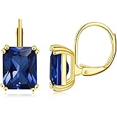 CiNily Emerald Cut Drop Dangle Earrings for Women 18K White Gold Plated Cubic Zirconia Simulated Diamond Dangle Earrings Jewelry Gifts for Weddings Birthday Party