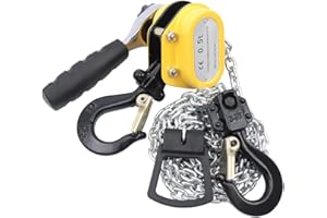 QUSKLISU Mini Chain Hoist, G80 Grade Chain Ratchet Lever Hoist with Hook, Portable Adjustable Chain Come Along Lever Chain Hoist Suitable for Warehouse Garage Auto Machinery (1/2 Ton, 5 FT)