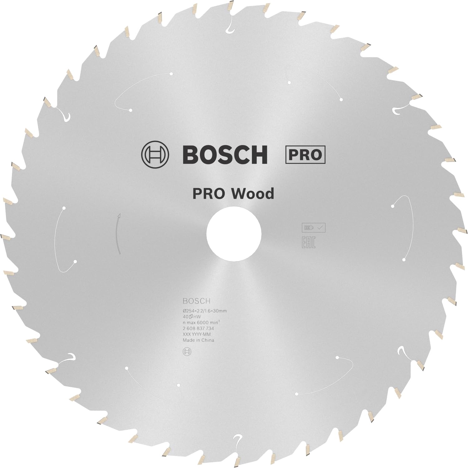 Bosch 1x PRO Wood Circular Saw Blades for Cordless Table Saws (for Softwood, Hardwood, Ø mm, Professional Accessory Table Circular Saw)