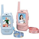 Video Walkie Talkie Toys for Kids, 2 Pack Rechargeable Long Range Two Way Radios Walkie Talkies with Screen,Toys for Family Games, Outside, Camping, Hiking,for Ages 3-12 Blue+Pink
