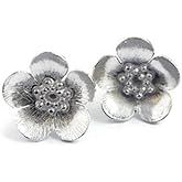 Buttercup Flower Stud Earrings 15mm – 925 Sterling Silver, Hypoallergenic – Handmade Nordic Floral Jewelry for Women