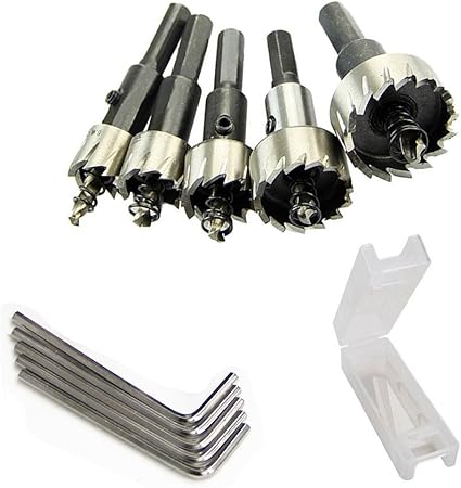 Splink 5pcs Fraises Hss Foret A Haute Vitesse En Acier Outil De Scie A Trou Coupe Trous 16 18 5 20 25 30mm Pour Aluminium Acier Bois Amazon Fr Bricolage