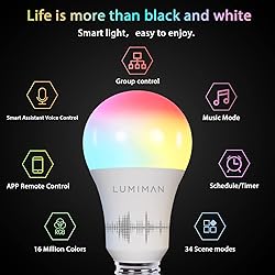 LUMIMAN Smart Light Bulbs, Alexa Light Bulb, WiFi