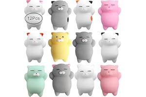 Outee 5-12 Pcs Mochi Animals Toys Cute Mochi Cat Stress Relief Toys Mochi Animals Party Favors for Kids Mini Animals Cat Easter Gifts for Kids Adults
