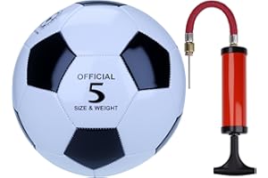 NiuXTool Classic Black & White Soccer Ball with Pump - Machine Stitched PU Leather - Durable Training & Match Ball - Sizes 3, 4, & 5 for Kids & Adults