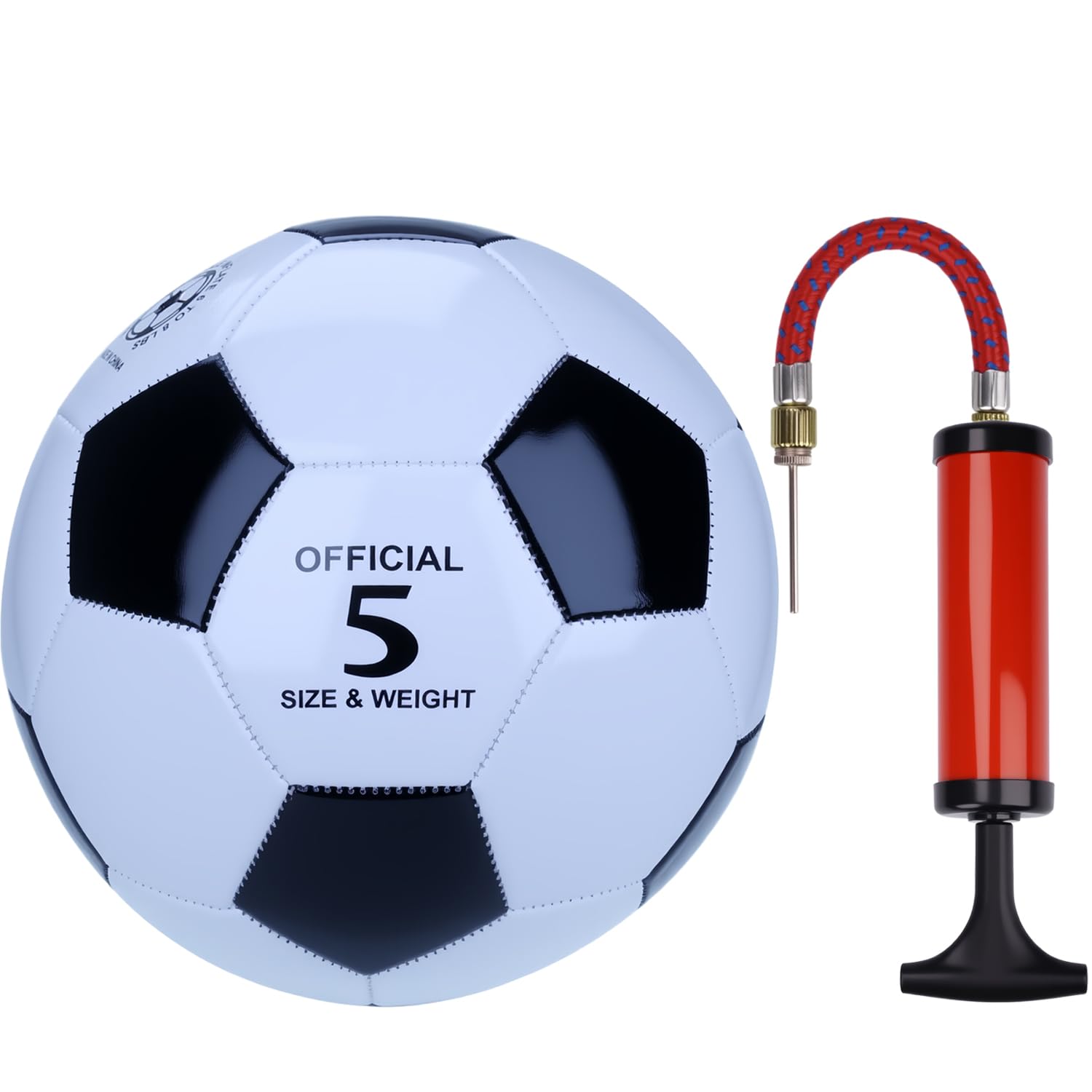 Photo 1 of ** SOLD AS IS NO RETURN/REFUNDS**
NiuXTool Classic Black & White Soccer Ball with Pump - Machine Stitched PU Leather - Durable Training & Match Ball - Sizes 3, 4, & 5 for Kids & Adults (Black + White, 5)
