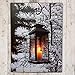 BANBERRY DESIGNS LED Wall Art - Winter Lantern Lighted Canvas - Light Up Snowy Scene With a Glowing Black Lantern - Light Up Canvas Print - Christmas Wall Art - Measures 11.75