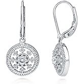 BERRICLE Sterling Silver CZ Statement Dangle Earrings for Women, Trendy Minimalist Simulated Diamond Cubic Zirconia Drop Earrings - Yellow Gold Flashed, Small/Large Size