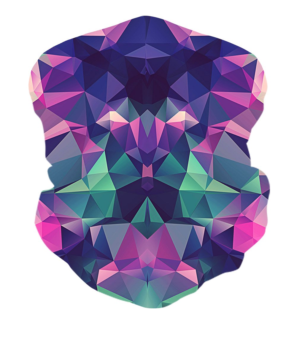 TUONROAD Cool Geometry Magic Headband Scarf Tube Snood Bandana Purple Green Navy Blue Sun Protection Multifunctional Tubular Headwear Neck Gator for Snowboarding Skiing Snowmobile Riding Yard working